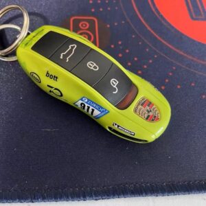 Porsche 911 GT3 R # 911 24h Nürburgring 2019 Manthey Grello livery Key Fob Cover Case for old keys from the Vintage store collection.