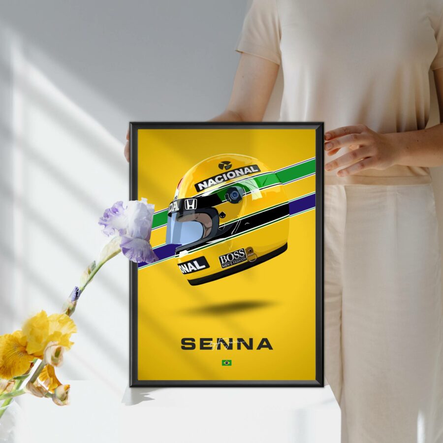 Ayrton Senna Helmet Poster, F1, Formula 1, McLaren, F1 Merch, Poster, Print, Wall Art, McLaren Racing from the Ayrton Senna store collection.