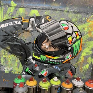 Marco Bezzecchi 2022 - Graffiti painting Sports Car Racing Canvas by DRAutoArt