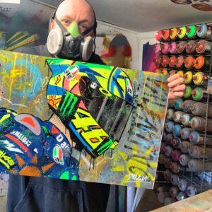 Valentino Rossi - Graffiti painting Sports Car Racing Canvas by DRAutoArt