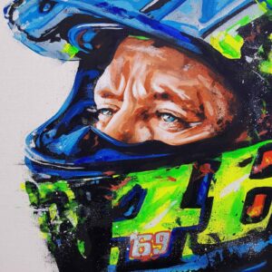 Valentino Rossi 002 Artist Embellished Print from the MotoGP Memorabilia store collection.