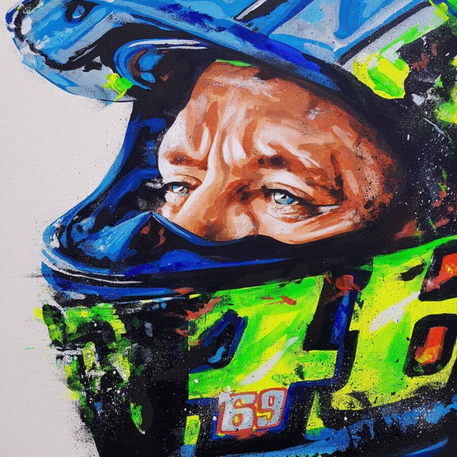 Valentino Rossi 002 Artist Embellished Print from the Sports Car Racing Fine Art Originals store collection.