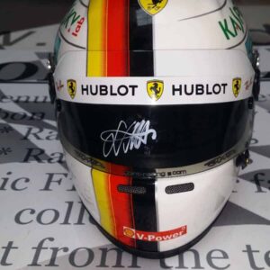 NOW SOLD-2018 Ferrari official 1/2 scale helmet signed by Vettel from the Sports Car Racing Signed store collection.