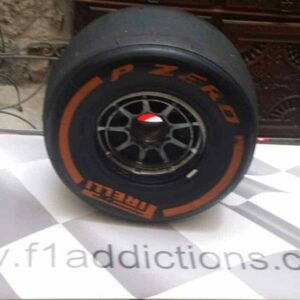 NOW SOLD-LAST 1 -Max Verstappen Red Bull front wheel with a very RED (ULTRA SOF) tyre from the Red Bull Racing store collection.