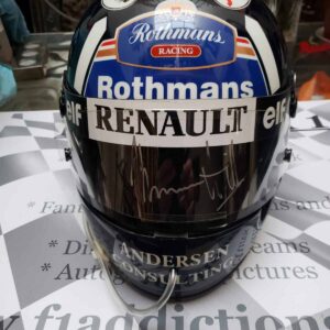 NOW SOLD - Damon Hill race used and signed visor on official snell replica helmet from the F1 Helmets store collection.