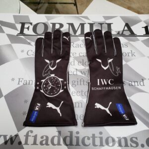 NEW BLACK LIVERY-Lewis Hamilton personally signed replica Mercedes driving gloves from the Sports Car Racing Race Gloves store collection.