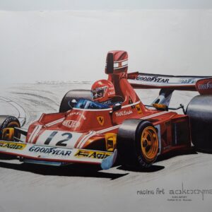 Niki Lauda racing Art Ferrari 312T 1975 Poster by MyF1