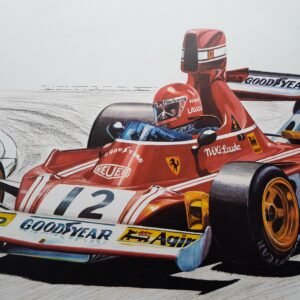 Niki Lauda racing Art Ferrari 312T 1975 Poster by MyF1