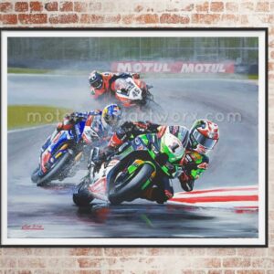 Riders on the storm Jonathan Rea limited edition print by Jeff Rush MotoGP Memorabilia by Motorsport Artworx