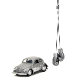 1959 Volkswagen Beetle Gray Metallic with Silver Flames and Boxing Gloves Accessory "Punch Buggy" Series 1/32 Diecast Model Car by Jada from the Sports Car Racing Race Gloves store collection.