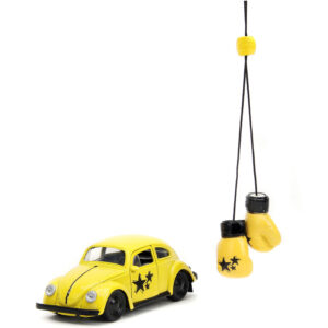 1959 Volkswagen Beetle Yellow with Black Graphics and Boxing Gloves Accessory "Punch Buggy" Series 1/32 Diecast Model Car by Jada from the Sports Car Racing Race Gloves store collection.