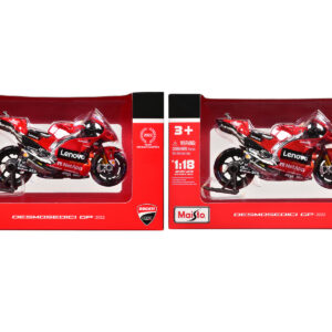 Ducati Desmosedici GP #43 Jack Miller and #63 Francesco Bagnaia "Ducati Lenovo Team" Team Champions "MotoGP World Championship" (2022) Set of 2 Motorcycles 1/18 Diecast Models by Maisto from the Sports Car Racing Model Cars store collection.