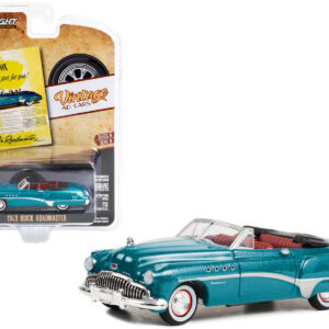 1949 Buick Roadmaster Blue Metallic with Red Interior "Jewel Box Just For You!" "Vintage Ad Cars" Series 8 1/64 Diecast Model Car by Greenlight from the Sports Car Racing Model Cars store collection.