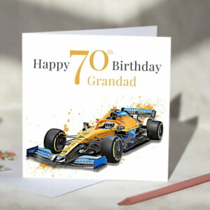 McLaren Formula One F1 Birthday Card Personalise with Age and Name from the Sports Car Racing Birthday Cards store collection.