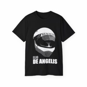 Elio De Angelis Simpson helmet T-shirt Sports Car Racing Clothing by MoRoarSport