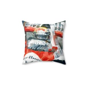 Ayrton Senna All Over Print Pillow. 1989 McLaren-Honda MP4-5 Sports Car Racing Clothing by MoRoarSport