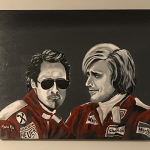 Two legends, Niki Lauda and James Hunt from the Sports Car Racing Canvas store collection.