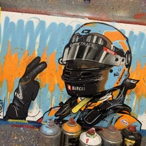 Lando Norris, Gulf Monaco 2021 - Graffiti Painting Sports Car Racing Canvas by DRAutoArt