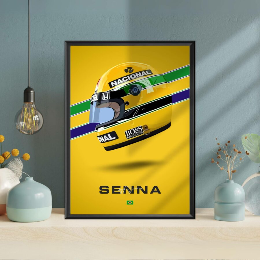 Ayrton Senna Helmet Poster, F1, Formula 1, McLaren, F1 Merch, Poster, Print, Wall Art, McLaren Racing from the Ayrton Senna store collection.