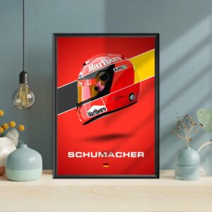 Michael Schumacher Helmet Poster, F1, Formula 1, Ferrari, F1 Merch, Poster, Print, Wall Art, Scuderia Ferrari from the Sports Car Racing Posters & Prints store collection.