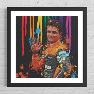 Lando Norris limited edition Art print // Square f1 wall art, Formula 1 gift, McLaren F1 art, poster Sports Car Racing Fine Art Originals by Carbonfibre Art