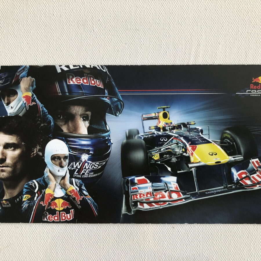 Mark Webber Hand Signed Red Bull Racing Driver Card / Post Card from the Sports Car Racing Birthday Cards store collection.