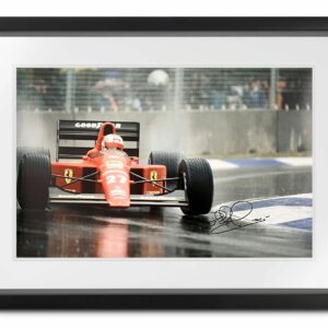 Nigel Mansell Ferrari 'in the wet' Signed Photograph Race Car Wall Art by The Signature Store