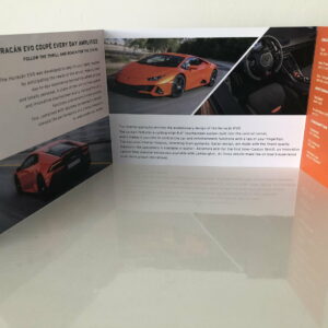 Lamborghini Huracan Evo Data Sheet / Sales Brochure with Fabric Sample from the Sports Car Racing Books store collection.