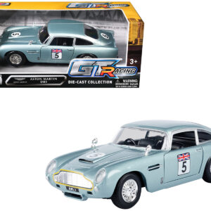 Aston Martin DB5 RHD (Right Hand Drive) #5 Light Blue Metallic "GT Racing" Series 1/24 Diecast Model Car by Motormax from the Automotive store collection.