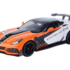 2019 Chevrolet Corvette ZR1 #24 Orange and White with Black Graphics "GT Racing" Series 1/24 Diecast Model Car by Motormax from the Sports Car Racing Collectibles store collection.