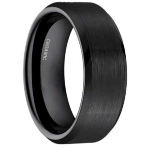 Ceramic Pure Black 8mm Wedding Ring Sports Car Racing Clothing by Infinity Gallery