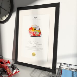 FRAMED Formula 1 Driver’s Print Wall Art - Drivers Collection - Helmet Illustration and Biography from the Red Bull Racing store collection.