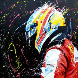 Fernando Alonso 01 Artist Embellished Print By Sean Wales Sports Car Racing Fine Art Originals by Sean Wales Art