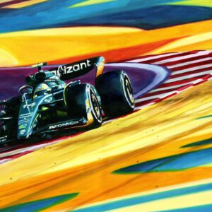 Fernando Alonso - 2023 Bahrain GP - Aston Martin AMR23 by Alex Stutchbury Race Track Wall Art by Alex Stutchbury Art