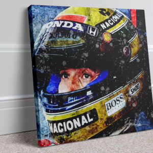 Ayrton Senna Helmet F1 Mixed Media Canvas Print From An Original Paitning Formula 1 Prints Formula One Wall Art Fine Artwork Motorsport Limited Edition Sports Car Racing Canvas by Auto Collectable