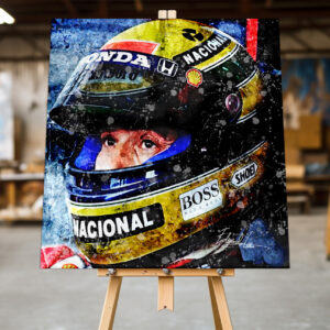 Ayrton Senna Helmet F1 Mixed Media Canvas Print From An Original Paitning Formula 1 Prints Formula One Wall Art Fine Artwork Motorsport Limited Edition Sports Car Racing Canvas by Auto Collectable