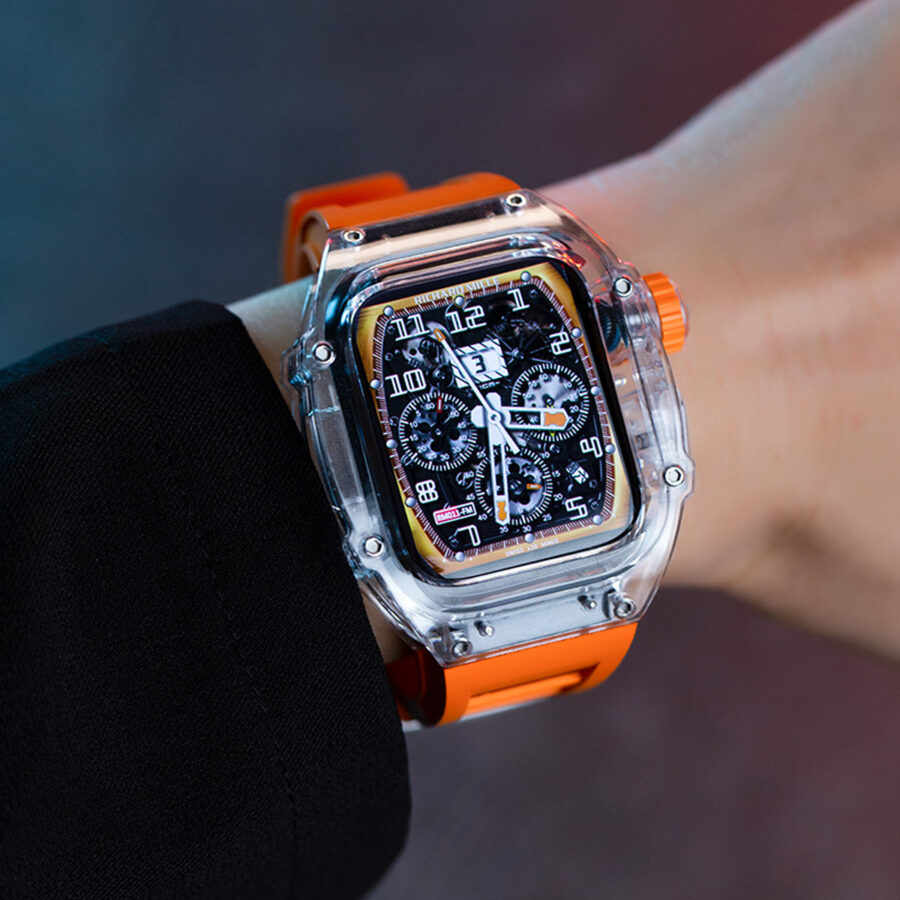 Richard Mille Style OEM Iwatch Bands Watch Strap Case Orange 44mm for Apple Watch S4/S5/S6/SE from the More Series store collection.