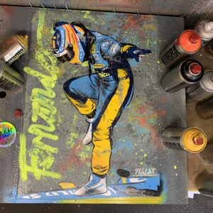 Fernando Alonso, Renault - Graffiti Painting Sports Car Racing Canvas by DRAutoArt