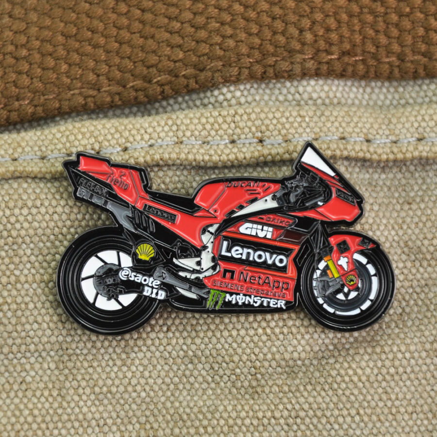 Francesco Bagnaia Motorcycle Pin Ducati MotoGP Racing Bike Badge from the Sports Car Racing Metal Signs store collection.