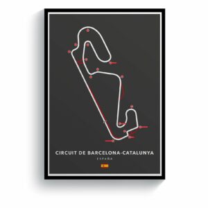 Circuit de Barcelona-Catalunya Racing Circuit Print Race Track Wall Art by Pit Lane Prints