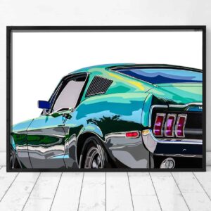 Bullitt Mustang from the Race Car Wall Art store collection.