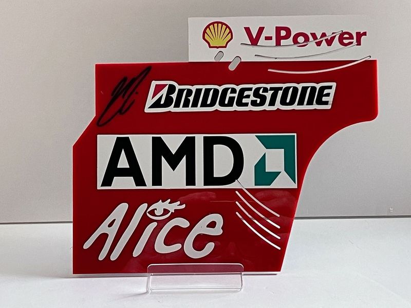 Kimi Räikkönen signed 1/2 scale, Ferrari F2007 rear wing end plate from the Sports Car Racing Model Cars store collection.