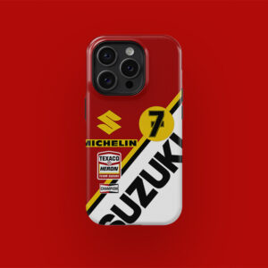 Barry Sheene 1977 Suzuki RG500 XR14 Classic Livery Phone Case from the Sports Car Racing Phone Cases store collection.