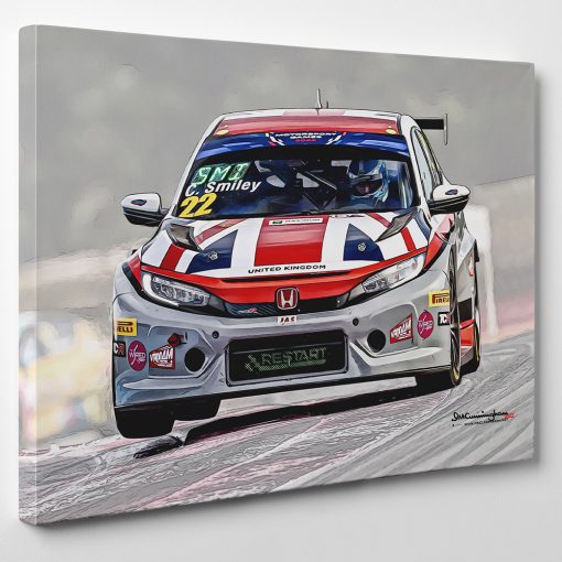 HONDA Civic FK7 MSWC RestartRacing No.22 Motorsport 2022 Canvas Wall Art Print from the Sports Car Racing Canvas store collection.