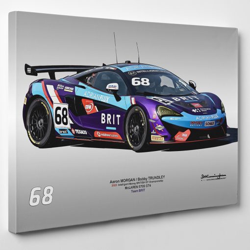 McLAREN 570S GT4 British GT23 Team BRIT No.68 Motorsport British GT 2023 Canvas Wall Art Print from the Sports Car Racing Posters & Prints store collection.