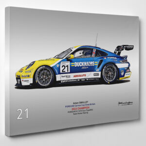 PORSCHE 992 GT3 Cup PCCGB23 Champion Team Parker Racing Motorsport Canvas Wall Art Print Sports Car Racing Canvas by Auto Collectable