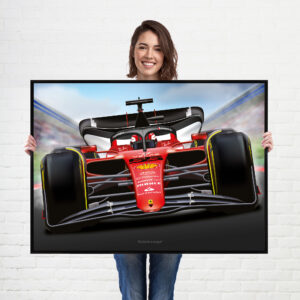 Carlos Sainz Super 2022 Ferrari Racing Print - Formula 1 wall art poster by Billeresque