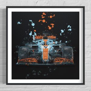 Lando Norris McLaren Gulf Livery Art Print No4, Square f1 wall art, Formula 1 gift, F1 print, Formula one poster from the Race Car Wall Art store collection.