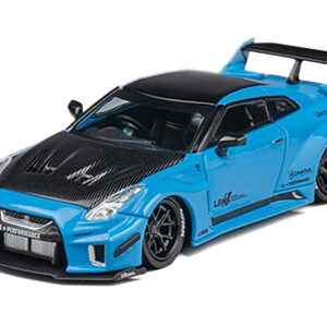 Nissan 35GT-RR "LB-Silhouette Works GT" RHD (Right Hand Drive) Blue with Carbon Hood and Black Top with Extra Wheels 1/64 Diecast Model Car by CM Models from the Automotive store collection.