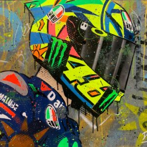 Valentino Rossi - Graffiti painting Race Car Wall Art by DRAutoArt